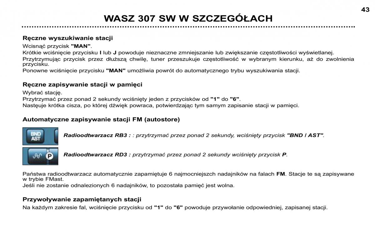 Peugeot 307 SW instrukcja obslugi / page 45