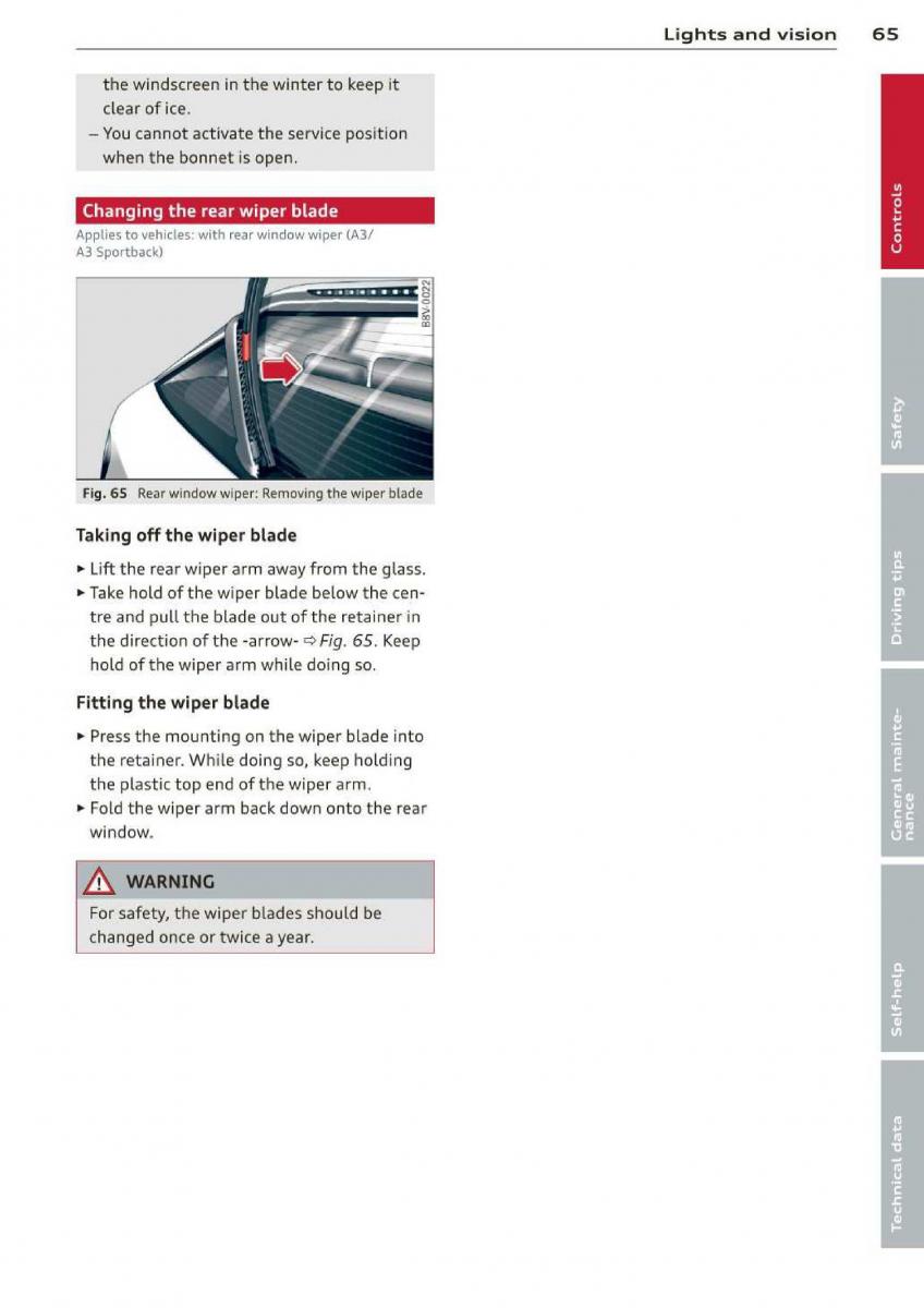 Audi A3 S3 III owners manual / page 67