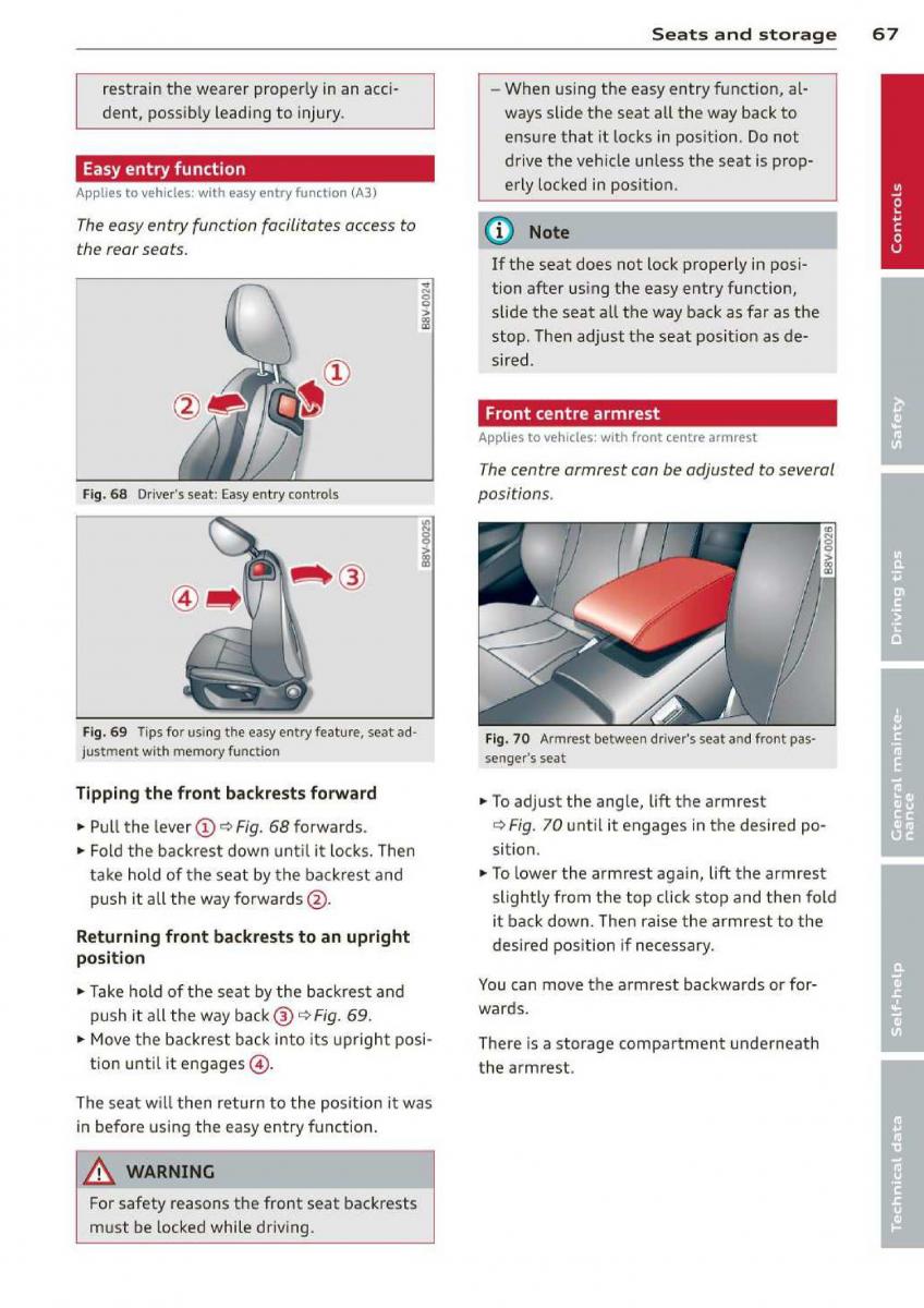 Audi A3 S3 III owners manual / page 69