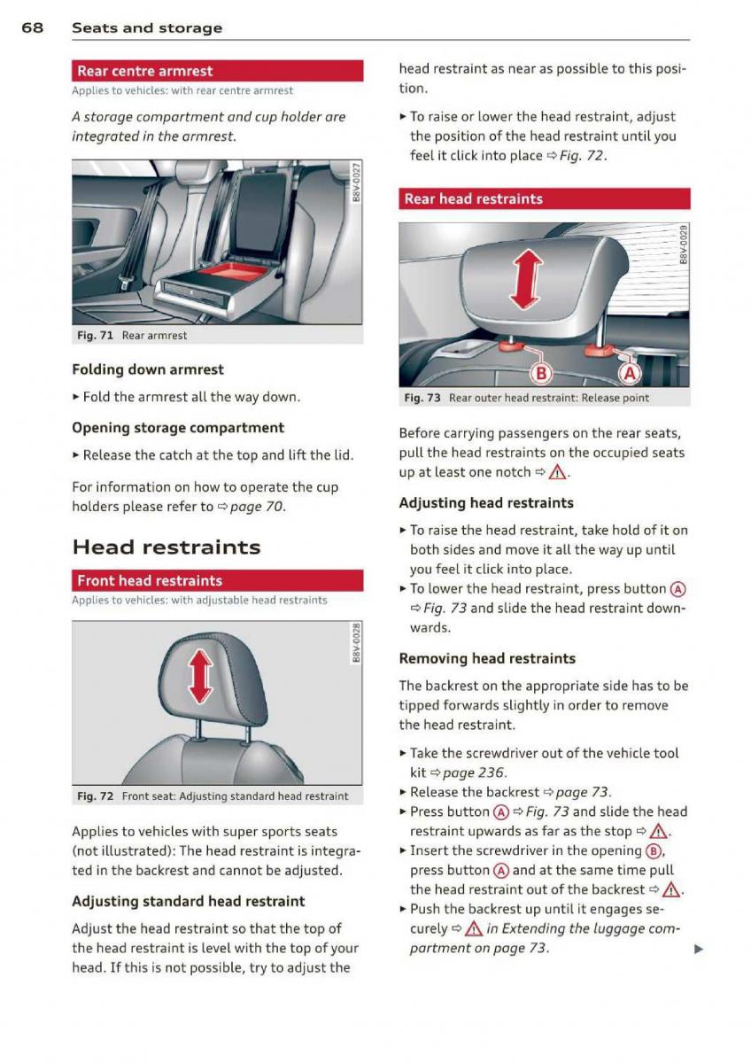 Audi A3 S3 III owners manual / page 70