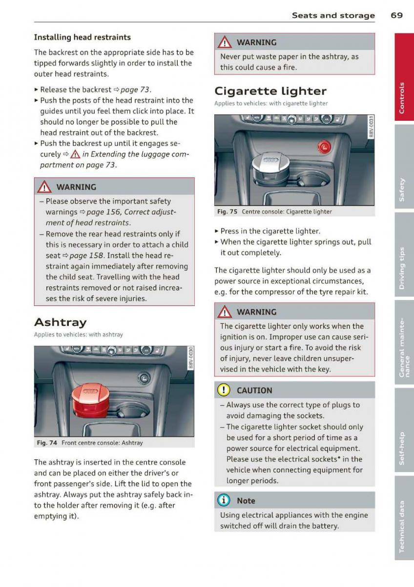 Audi A3 S3 III owners manual / page 71