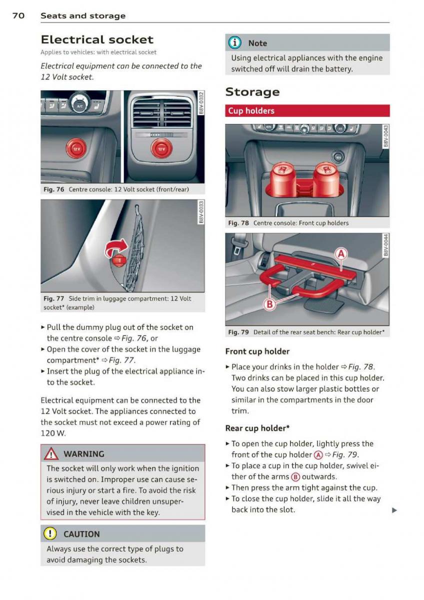 Audi A3 S3 III owners manual / page 72