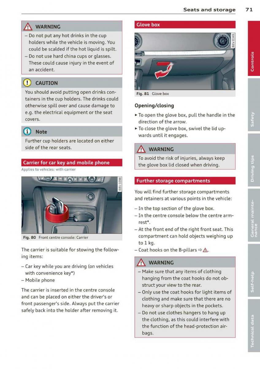 Audi A3 S3 III owners manual / page 73