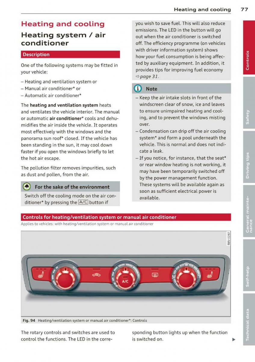 Audi A3 S3 III owners manual / page 79