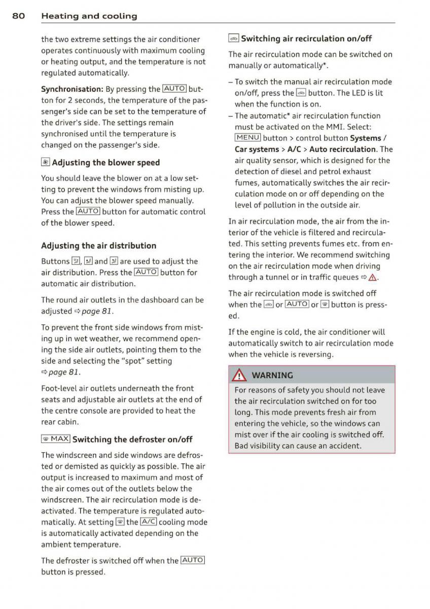 Audi A3 S3 III owners manual / page 82