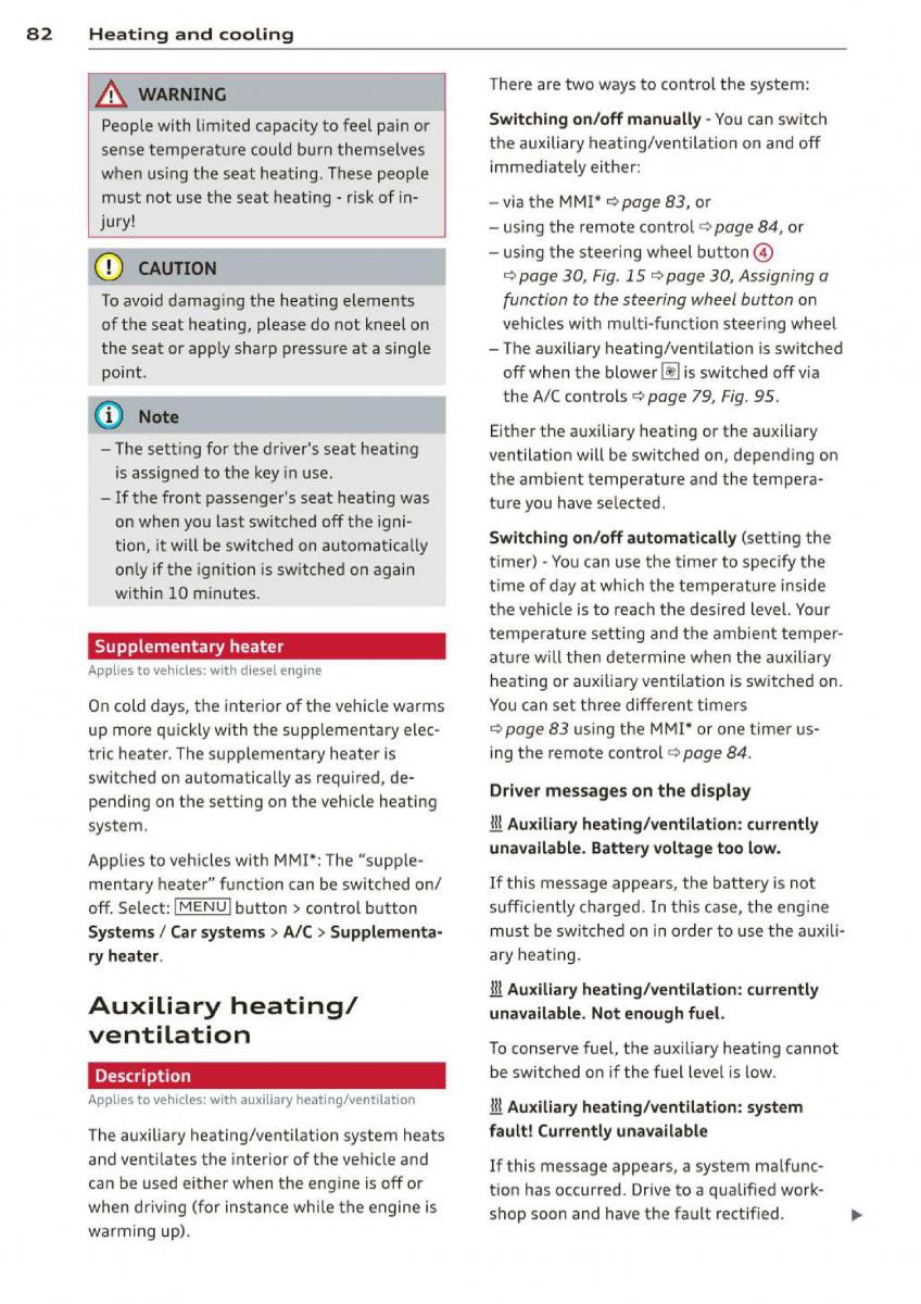 Audi A3 S3 III owners manual / page 84