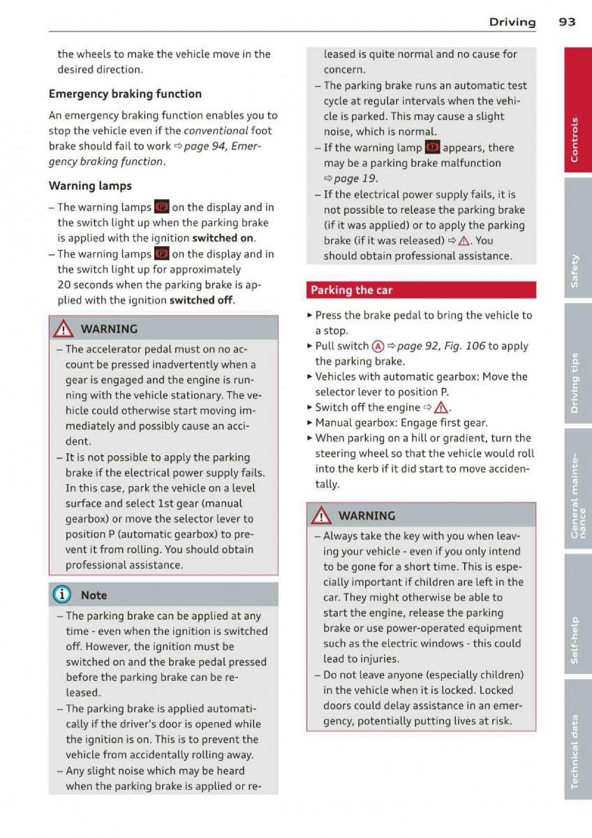 Audi A3 S3 III owners manual / page 95