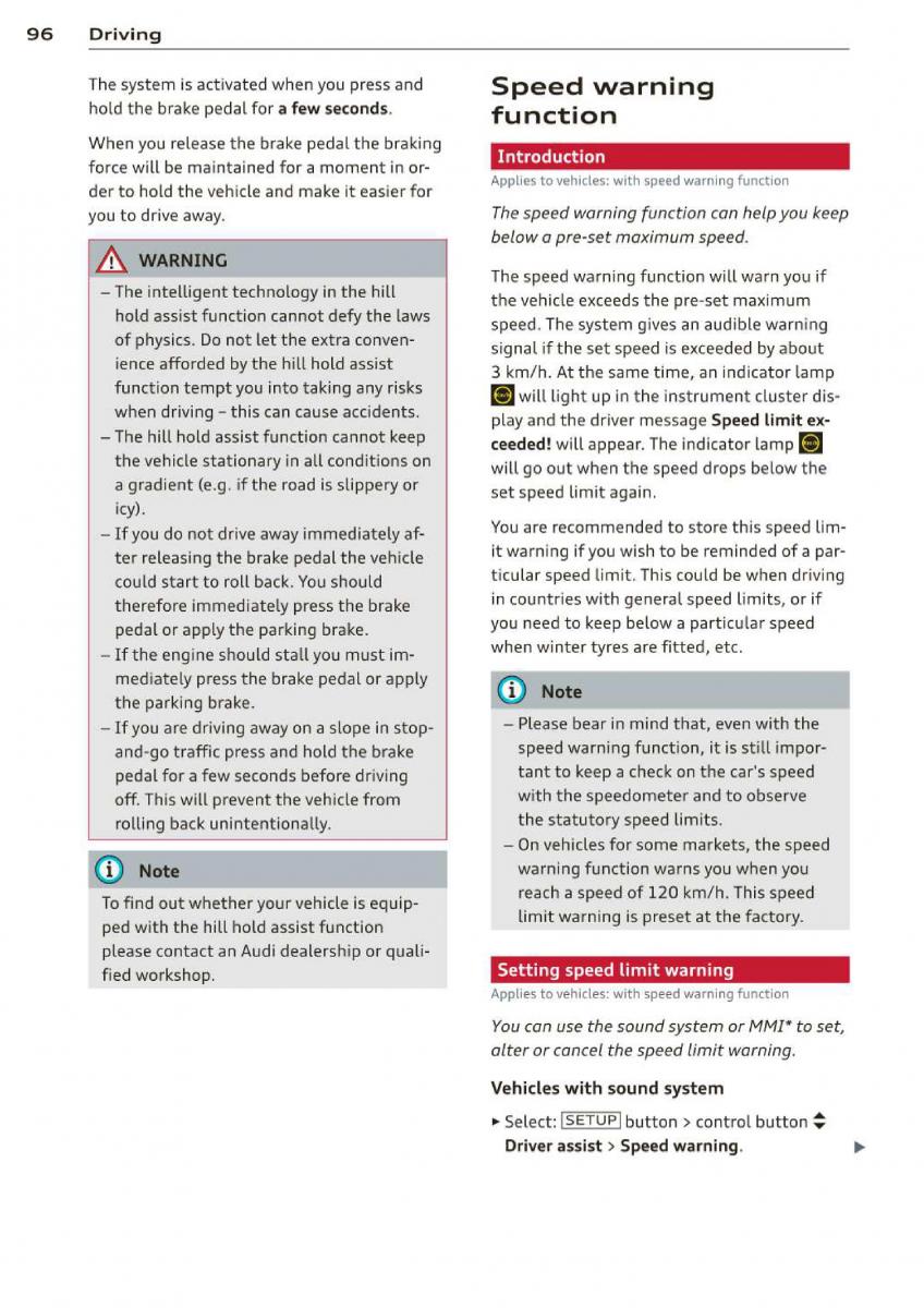 Audi A3 S3 III owners manual / page 98