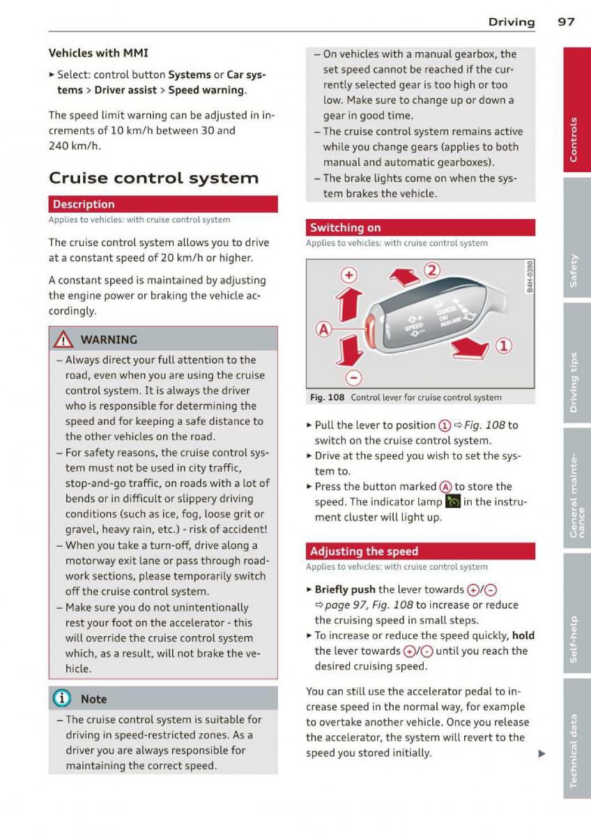 Audi A3 S3 III owners manual / page 99