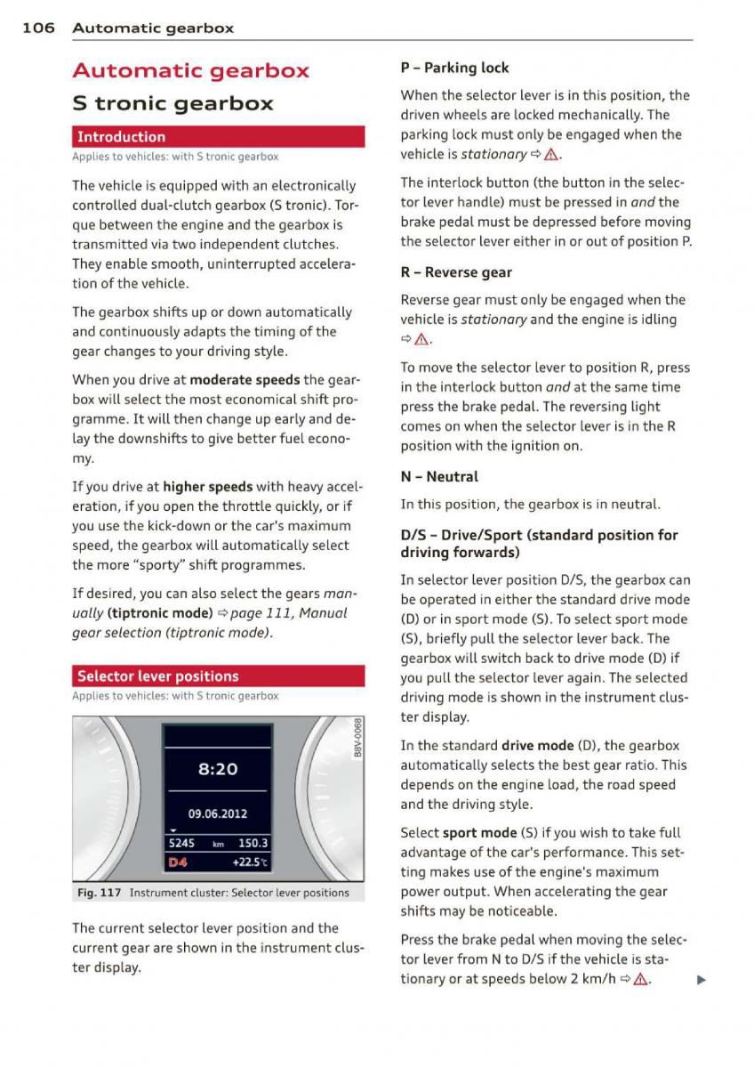 Audi A3 S3 III owners manual / page 108