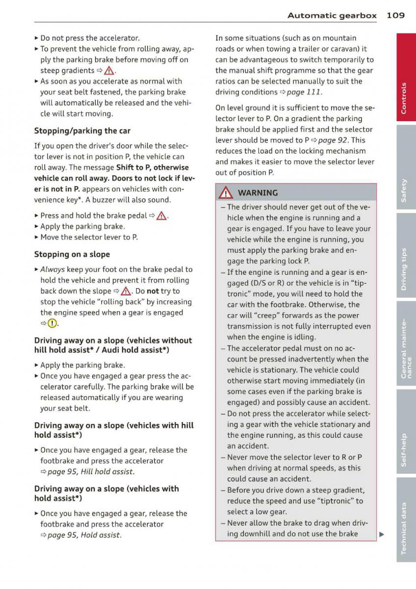 Audi A3 S3 III owners manual / page 111