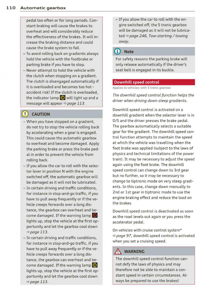 Audi A3 S3 III owners manual / page 112