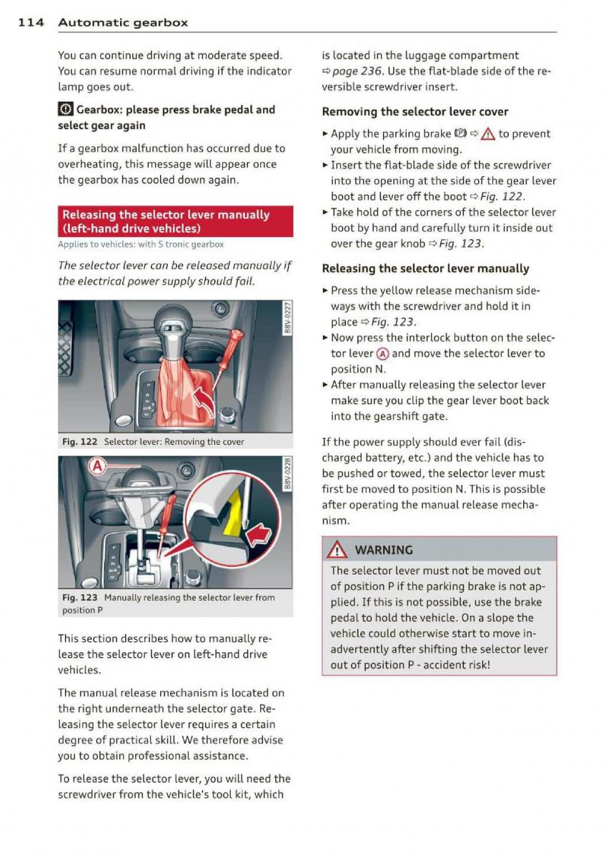 Audi A3 S3 III owners manual / page 116