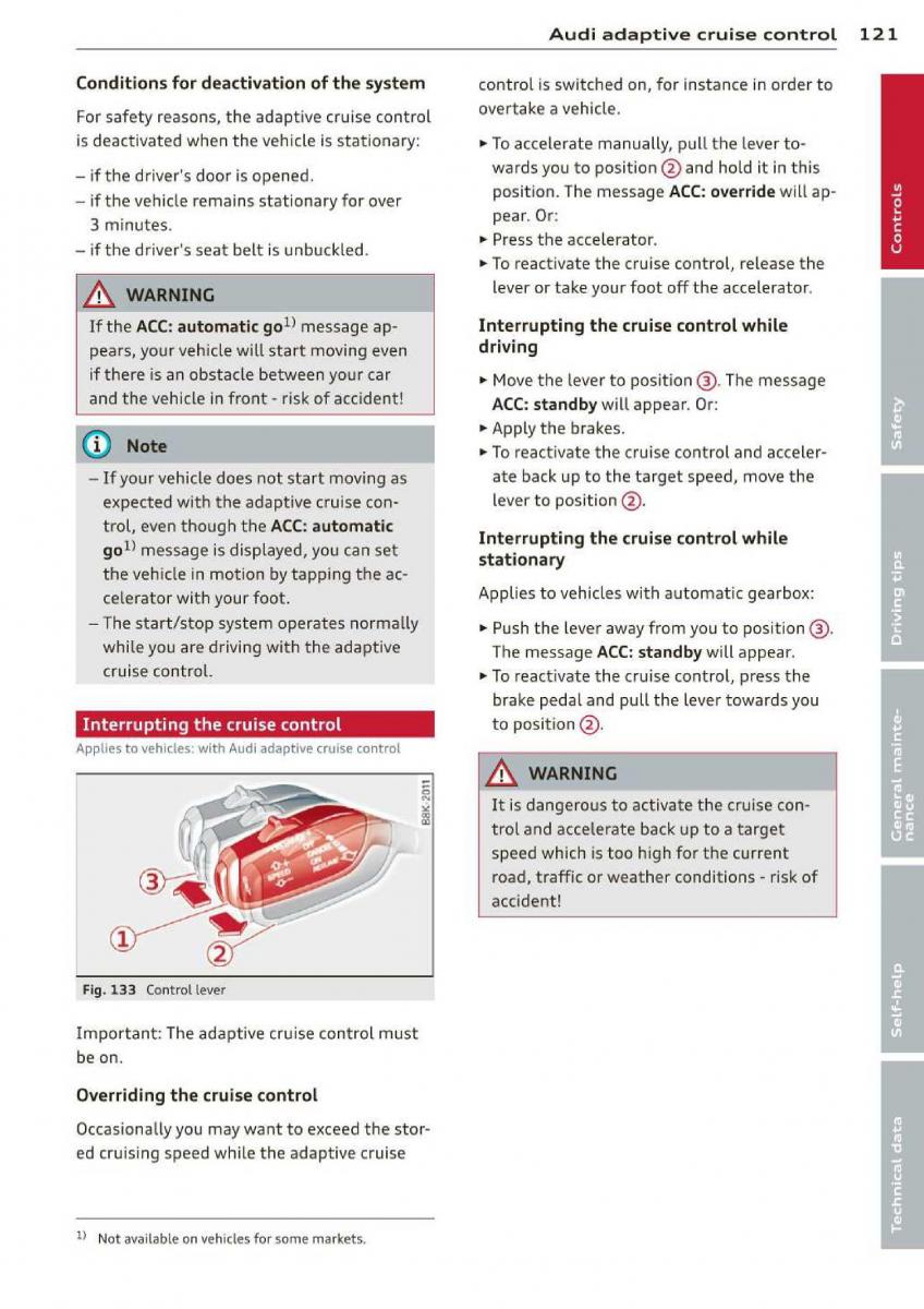 Audi A3 S3 III owners manual / page 123