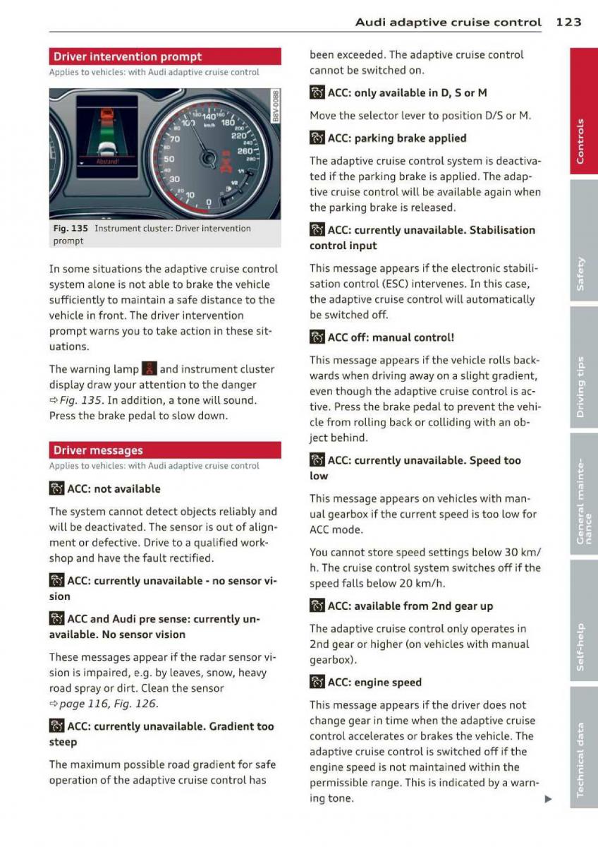 Audi A3 S3 III owners manual / page 125