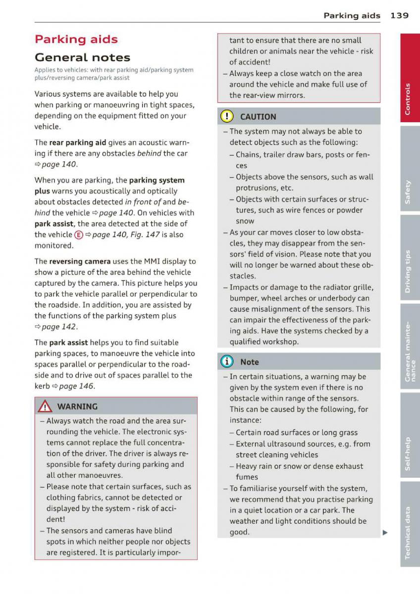 Audi A3 S3 III owners manual / page 141