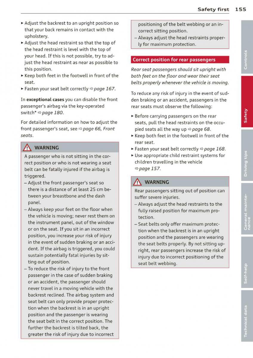 Audi A3 S3 III owners manual / page 157