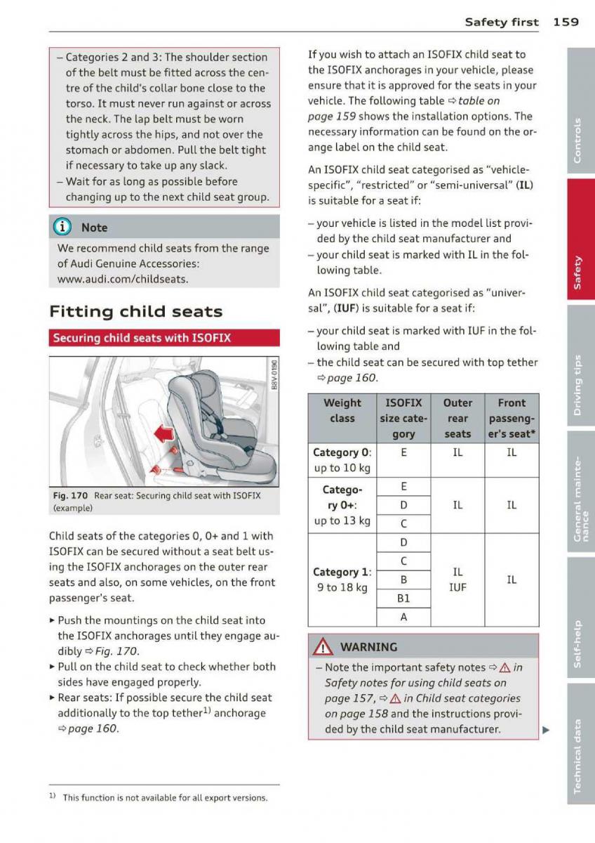 Audi A3 S3 III owners manual / page 161