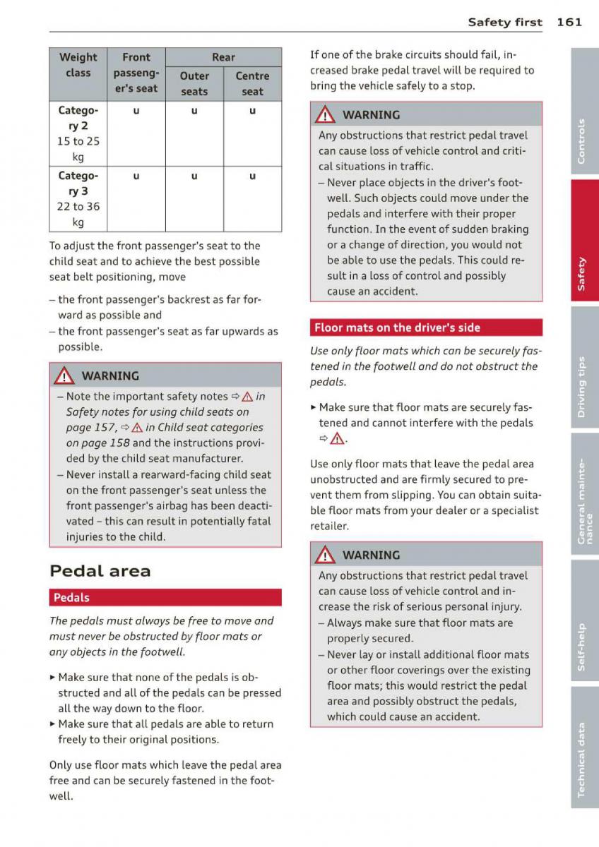 Audi A3 S3 III owners manual / page 163