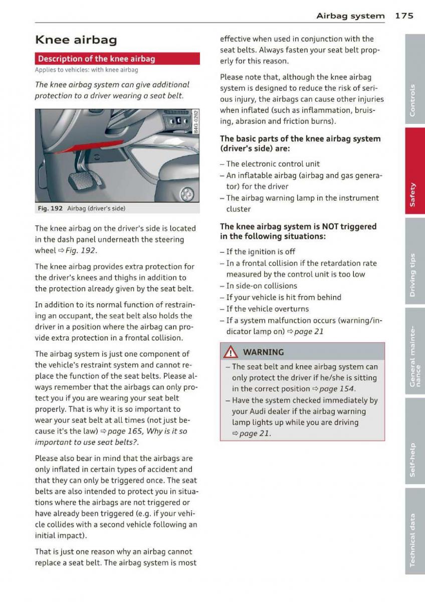 Audi A3 S3 III owners manual / page 177