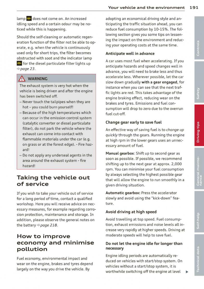 Audi A3 S3 III owners manual / page 193