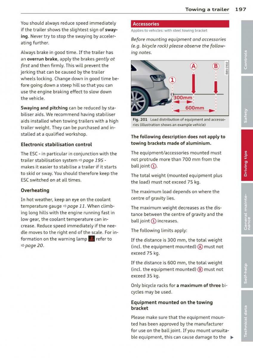 Audi A3 S3 III owners manual / page 199