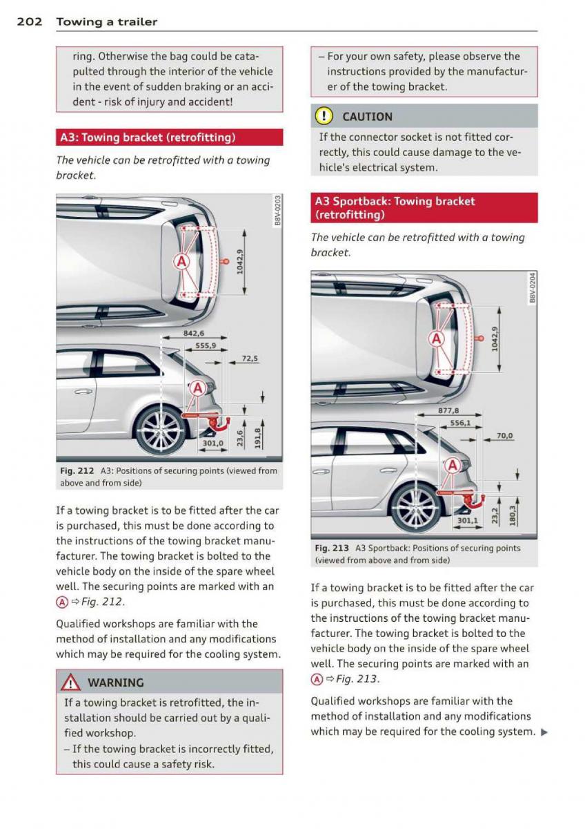 Audi A3 S3 III owners manual / page 204