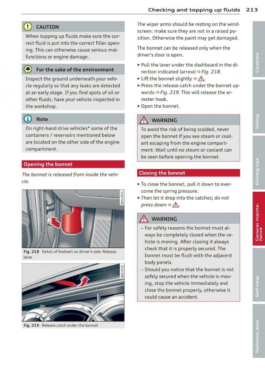 Audi A3 S3 III owners manual / page 215