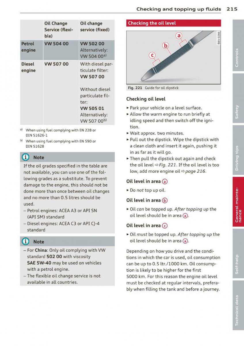 Audi A3 S3 III owners manual / page 217