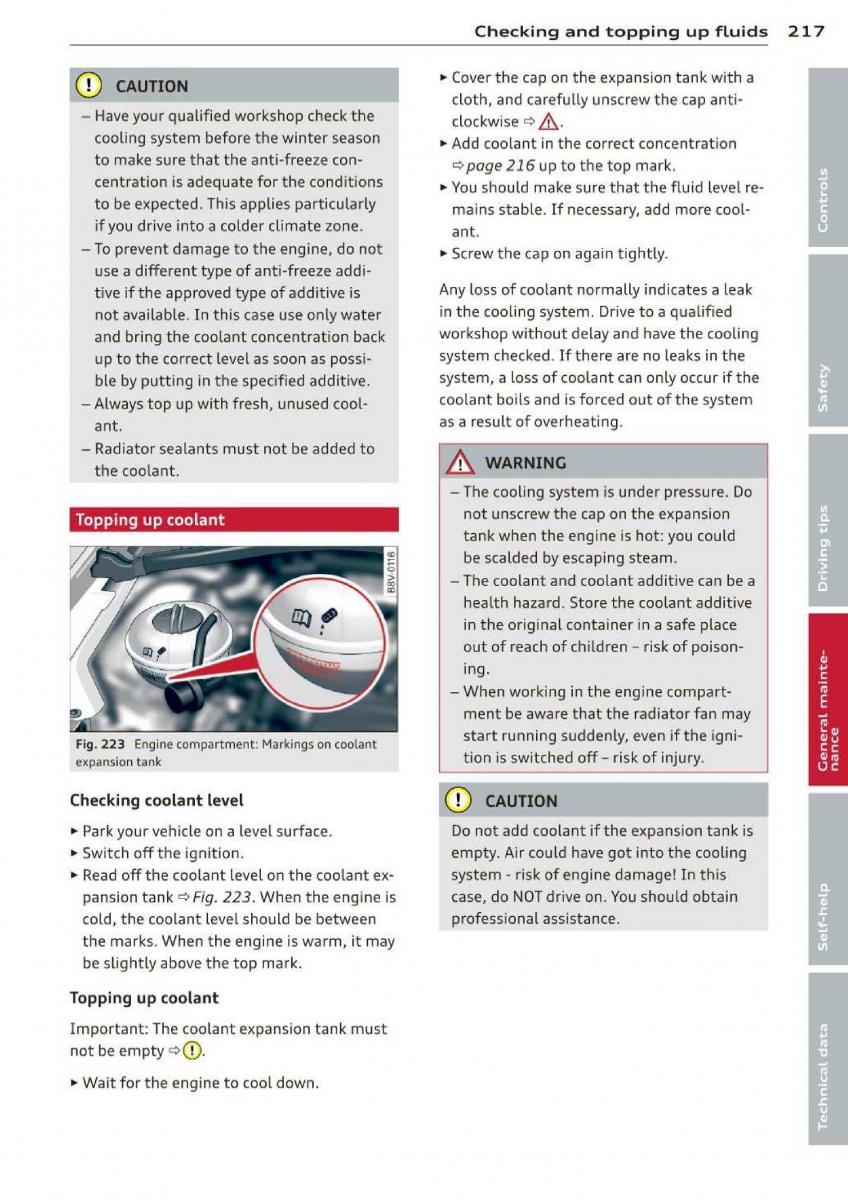 Audi A3 S3 III owners manual / page 219