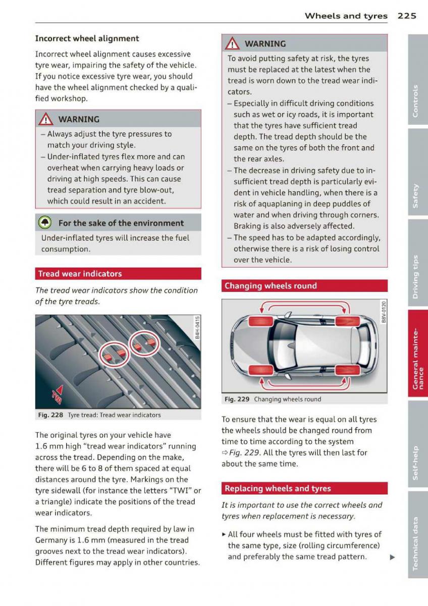 Audi A3 S3 III owners manual / page 227