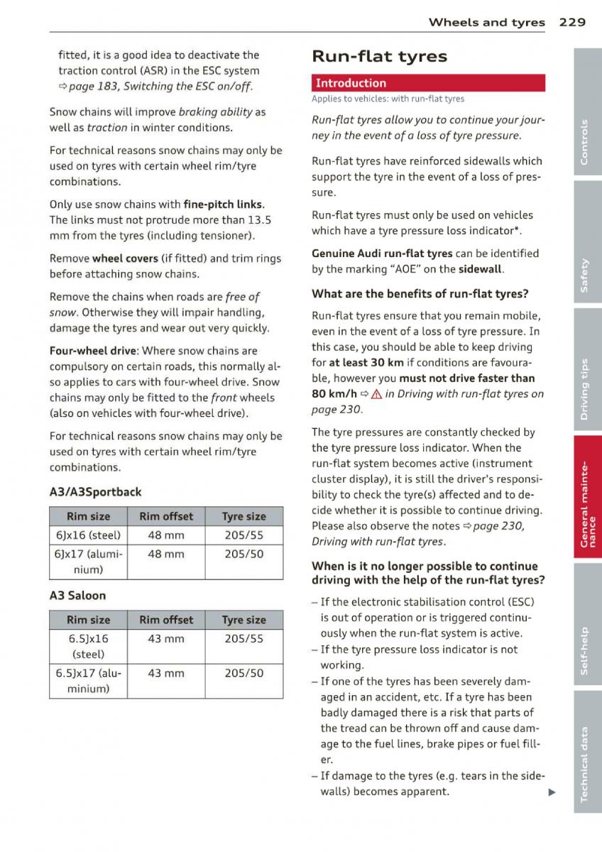 Audi A3 S3 III owners manual / page 231