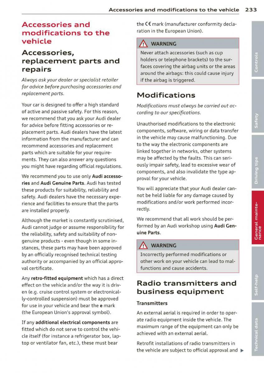 Audi A3 S3 III owners manual / page 235