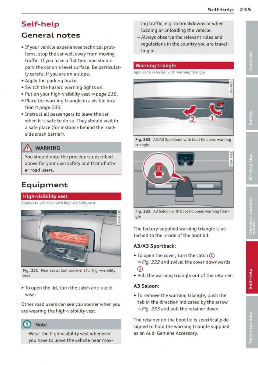 Audi A3 S3 III owners manual / page 237