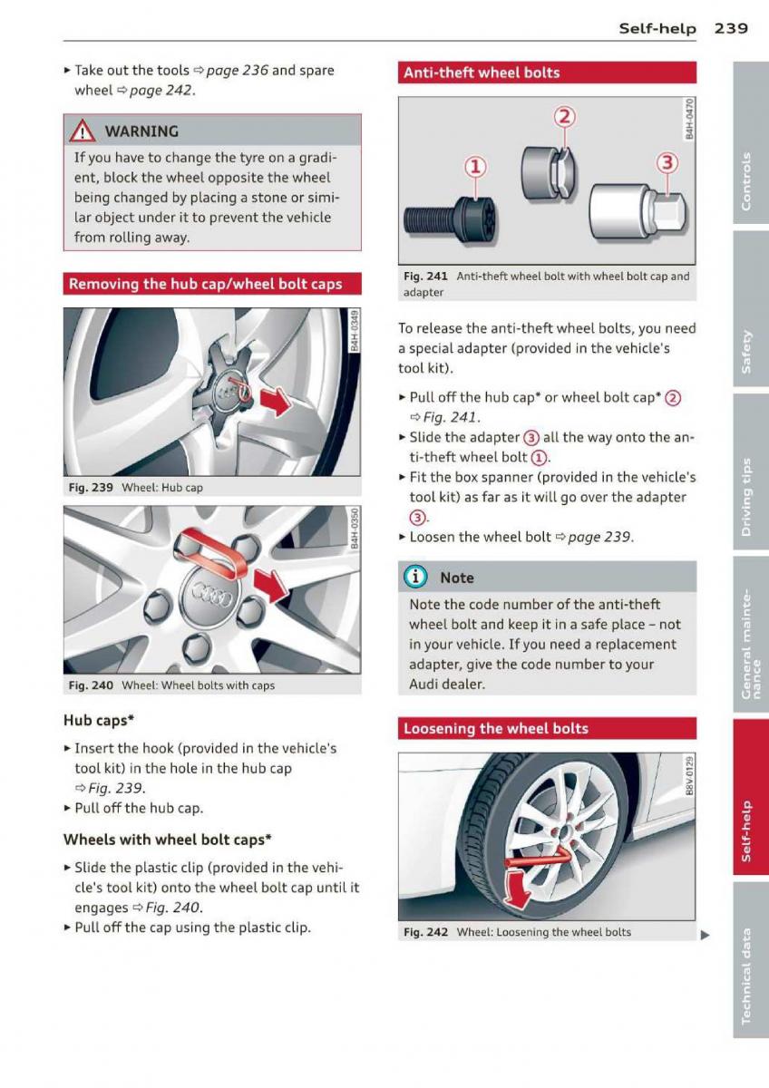 Audi A3 S3 III owners manual / page 241