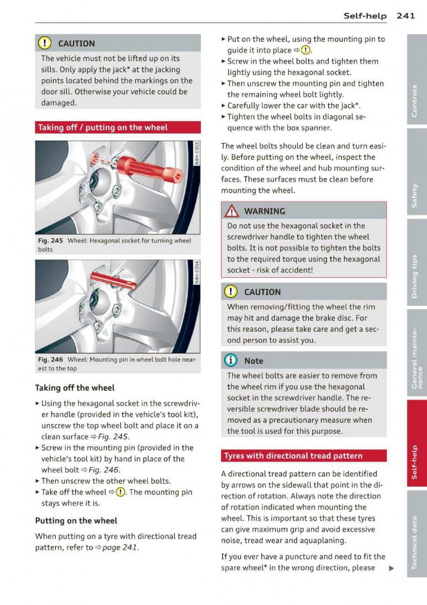 Audi A3 S3 III owners manual / page 243