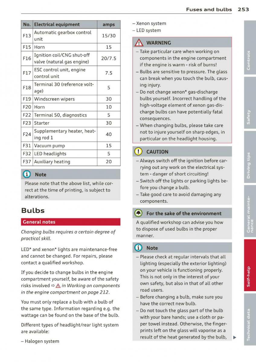 Audi A3 S3 III owners manual / page 255