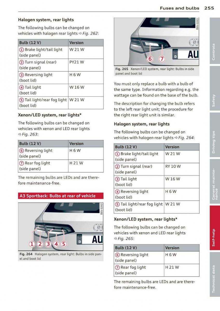 Audi A3 S3 III owners manual / page 257