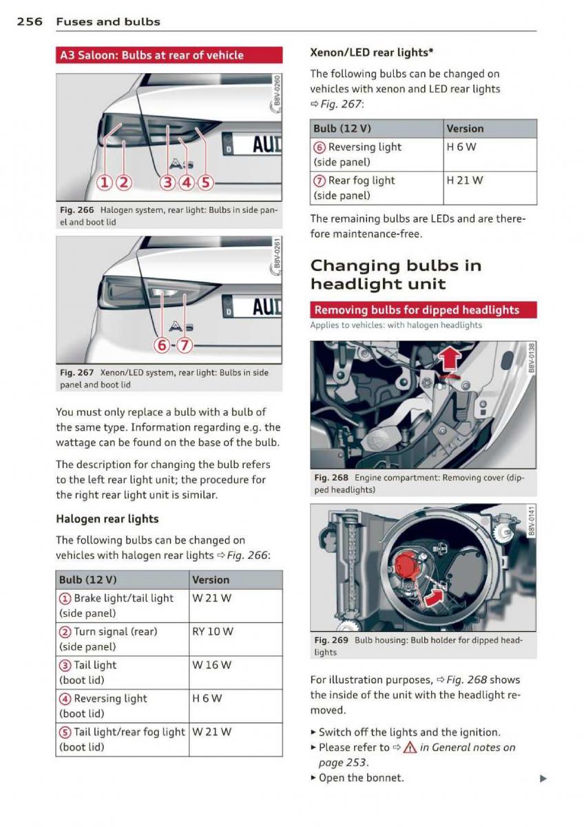 Audi A3 S3 III owners manual / page 258