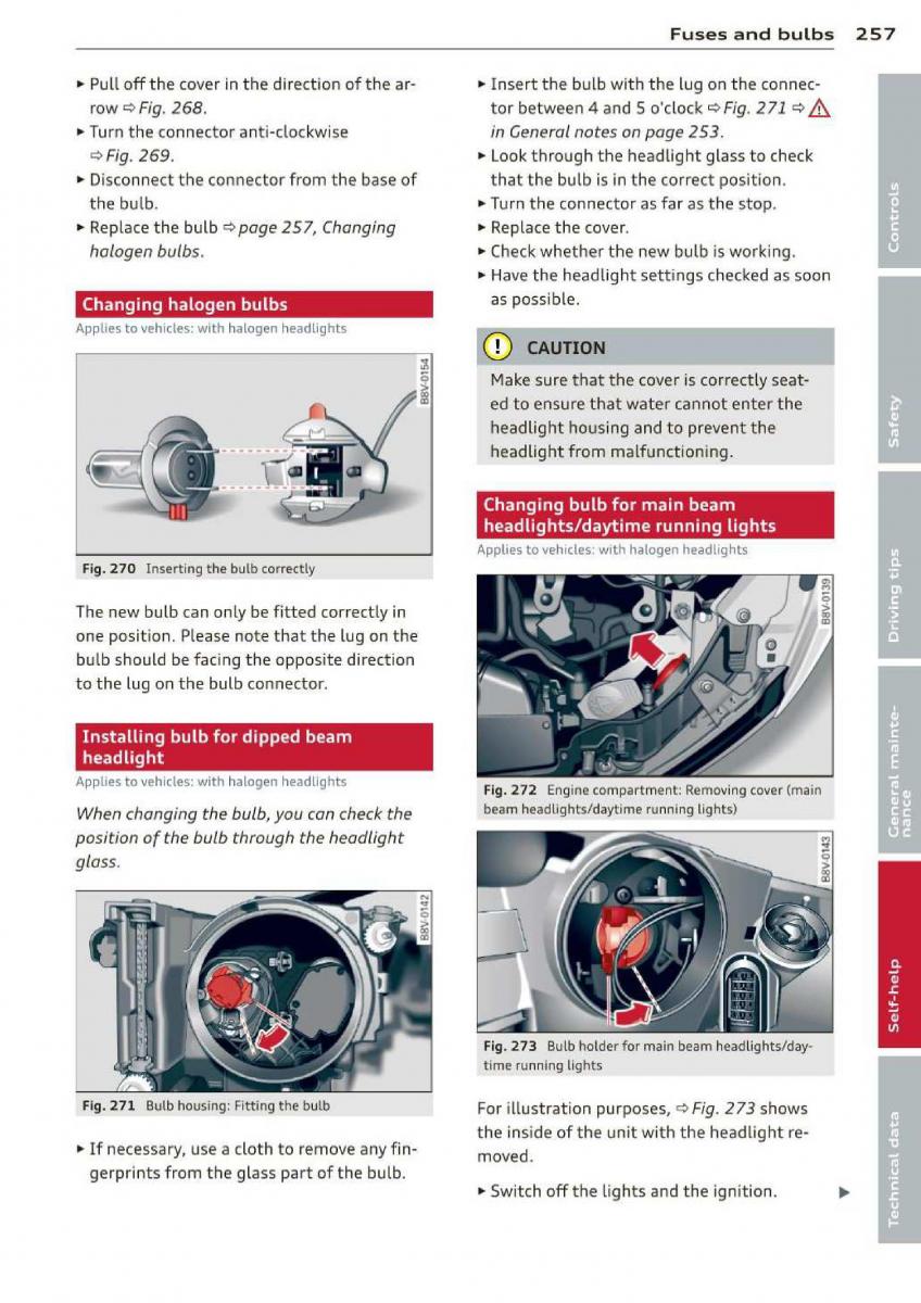 Audi A3 S3 III owners manual / page 259