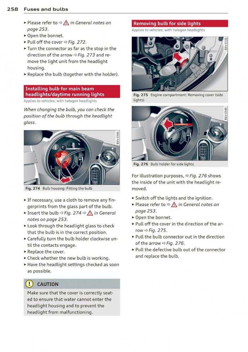 Audi A3 S3 III owners manual / page 260