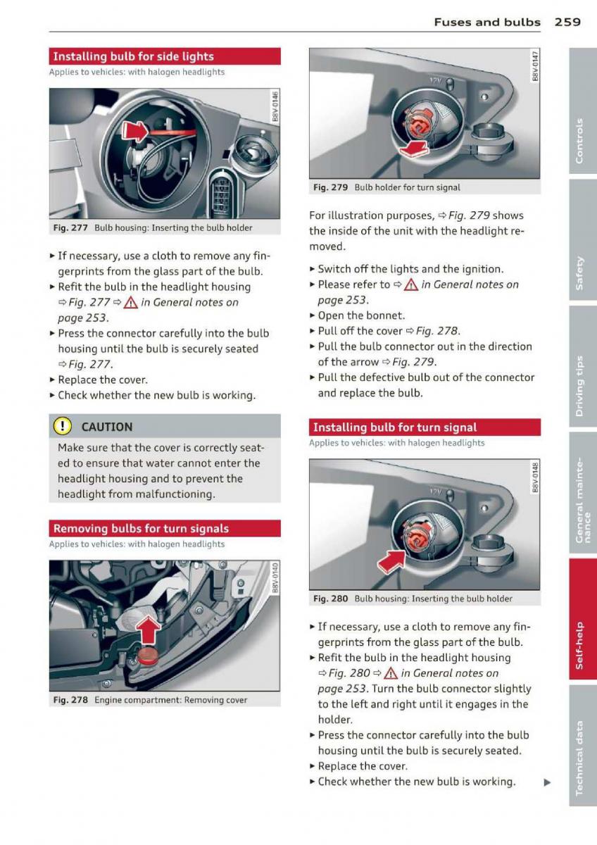 Audi A3 S3 III owners manual / page 261