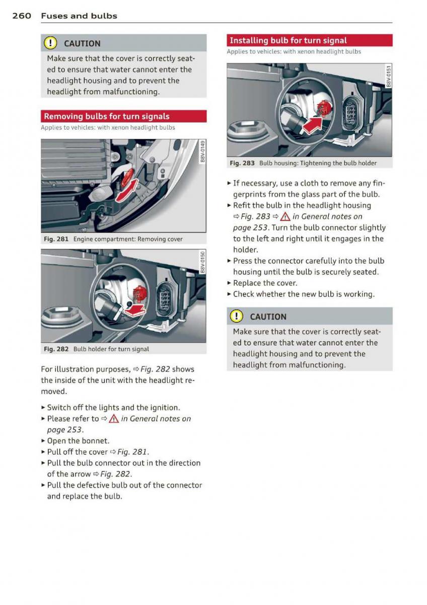 Audi A3 S3 III owners manual / page 262