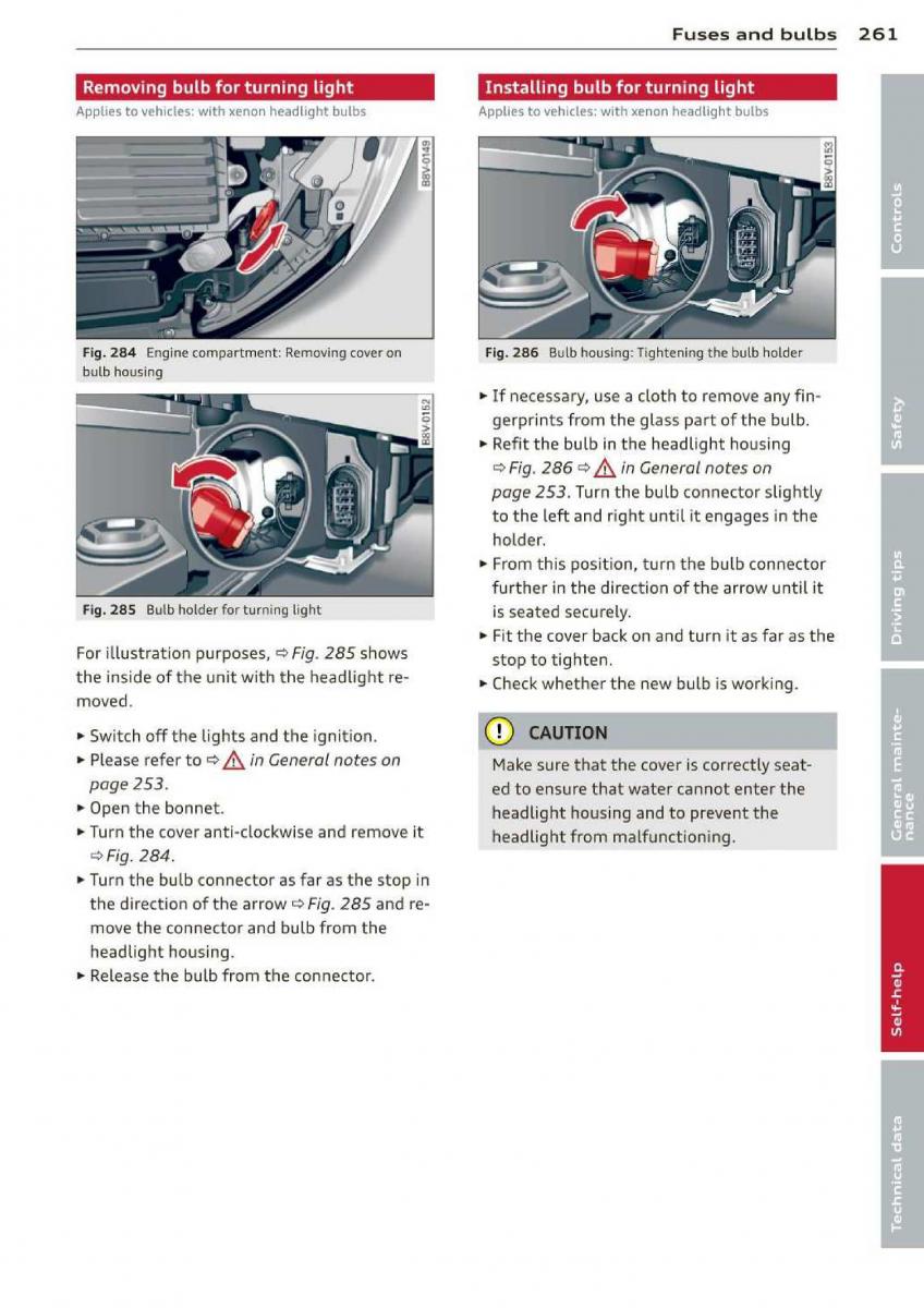 Audi A3 S3 III owners manual / page 263