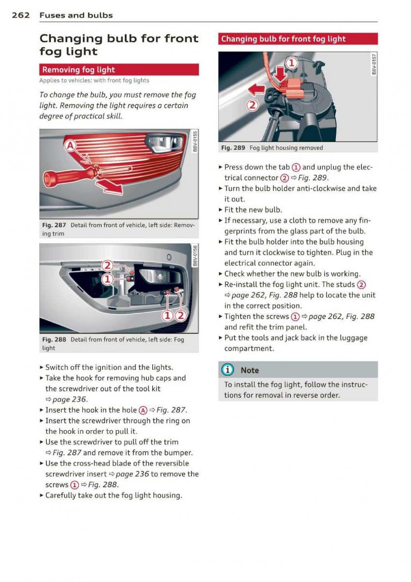 Audi A3 S3 III owners manual / page 264