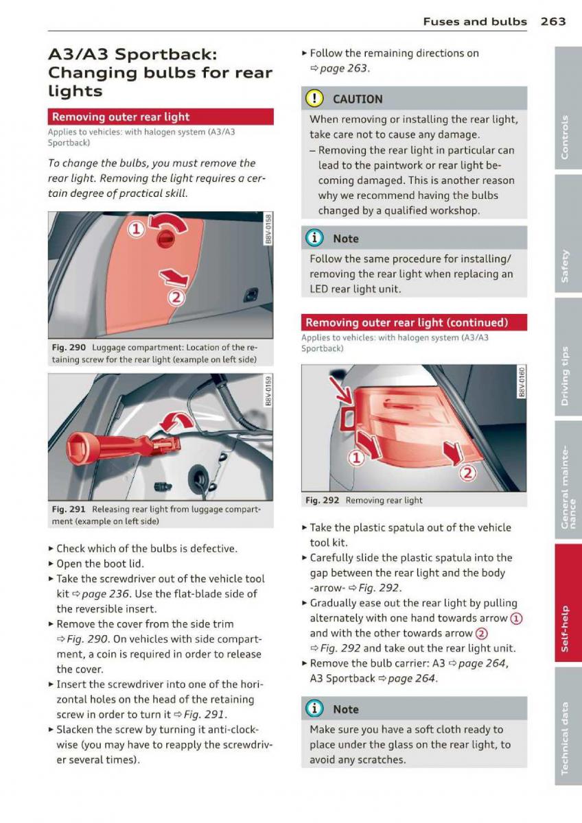 Audi A3 S3 III owners manual / page 265