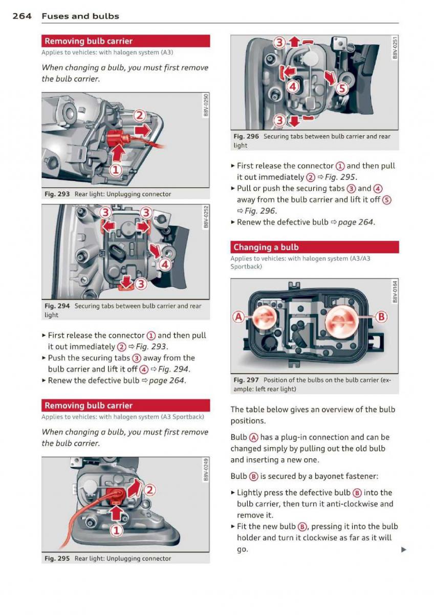 Audi A3 S3 III owners manual / page 266