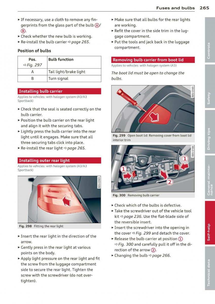 Audi A3 S3 III owners manual / page 267