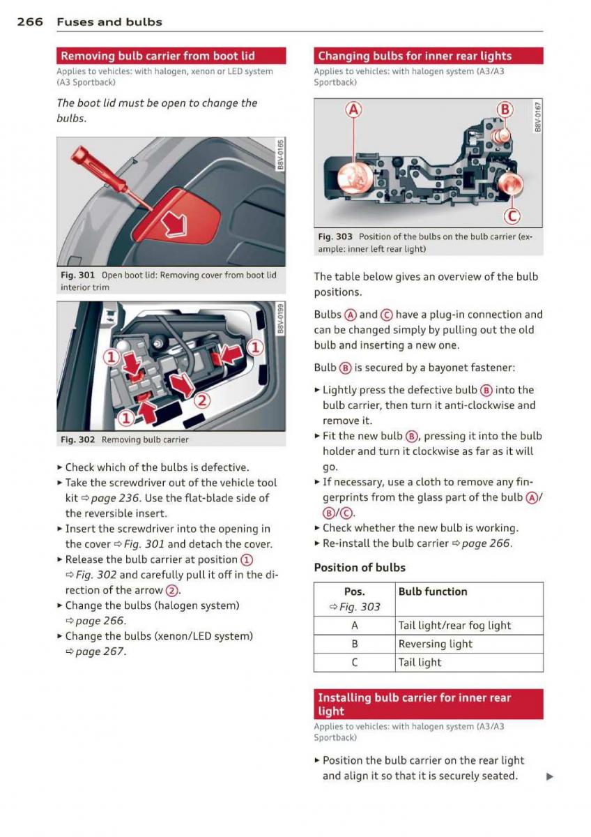 Audi A3 S3 III owners manual / page 268