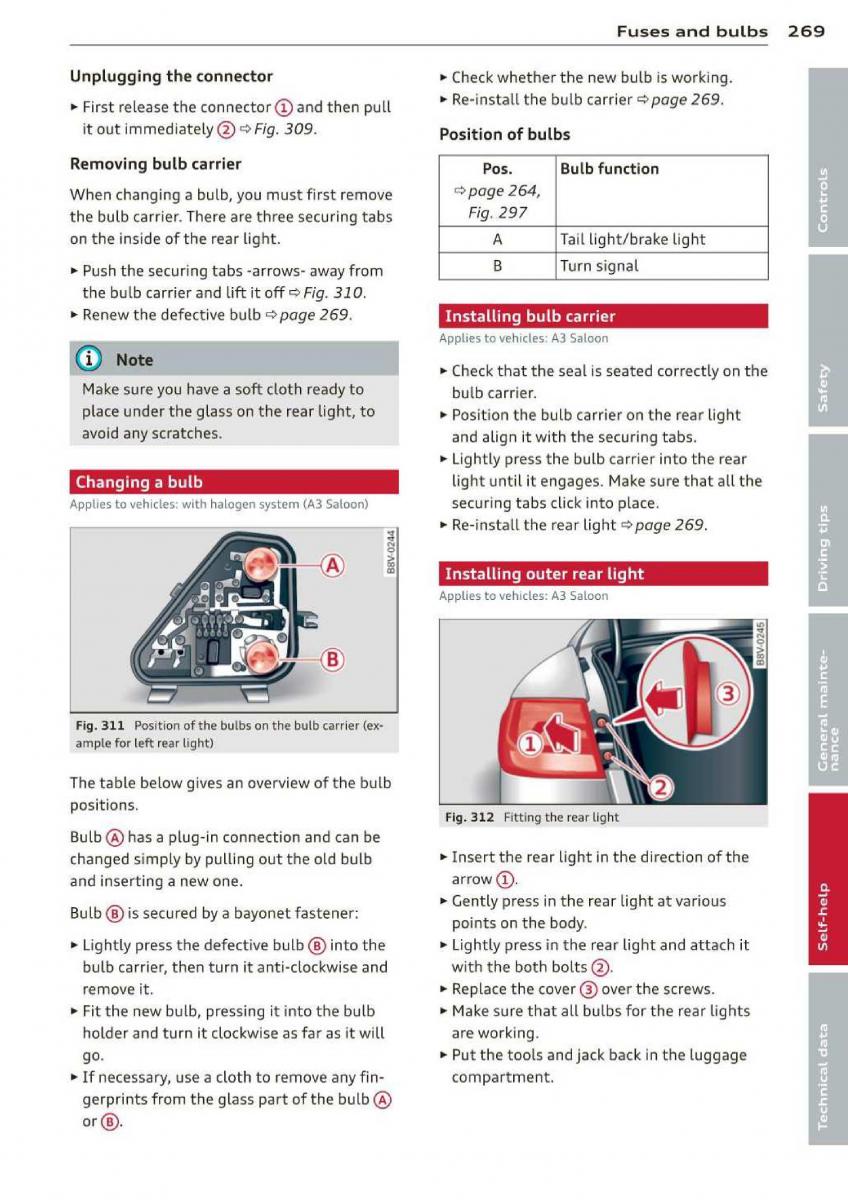 Audi A3 S3 III owners manual / page 271